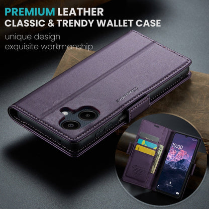 For Samsung Galaxy A07 / A06 CaseMe 023 Butterfly Buckle Litchi Texture RFID Anti-theft Leather Phone Case(Purple)