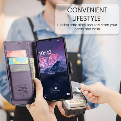 For Samsung Galaxy A07 / A06 CaseMe 023 Butterfly Buckle Litchi Texture RFID Anti-theft Leather Phone Case(Purple)