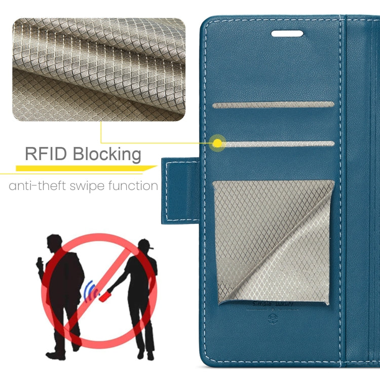 For Samsung Galaxy A16 5G CaseMe 023 Butterfly Buckle Litchi Texture RFID Anti-theft Leather Phone Case(Blue)