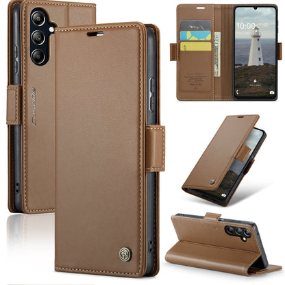 For Samsung Galaxy A16 5G CaseMe 023 Butterfly Buckle Litchi Texture RFID Anti-theft Leather Phone Case(Brown)