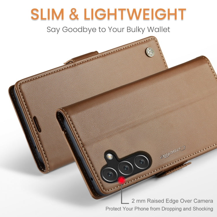 For Samsung Galaxy A16 5G CaseMe 023 Butterfly Buckle Litchi Texture RFID Anti-theft Leather Phone Case(Brown)