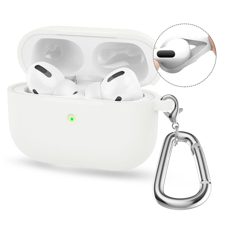 Pour Apple AirPods 4 2024 ENKAY Hat-Prince Coque en silicone épaissie avec crochet et écouteurs en silicone anti-perte (Blanc)