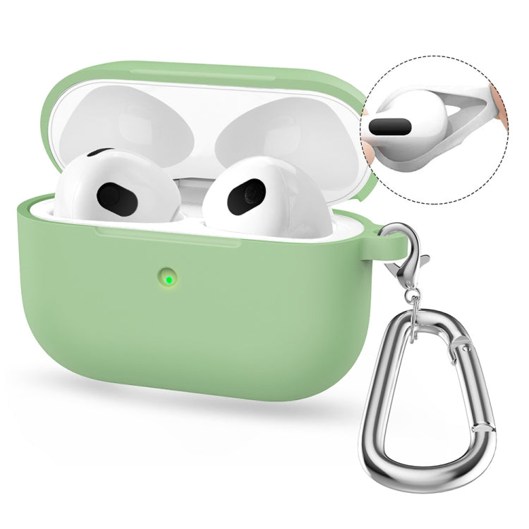 Pour Apple AirPods 4 2024 Coque en silicone épaissie ENKAY Hat-Prince avec crochet et embouts en silicone anti-perte (Vert menthe)