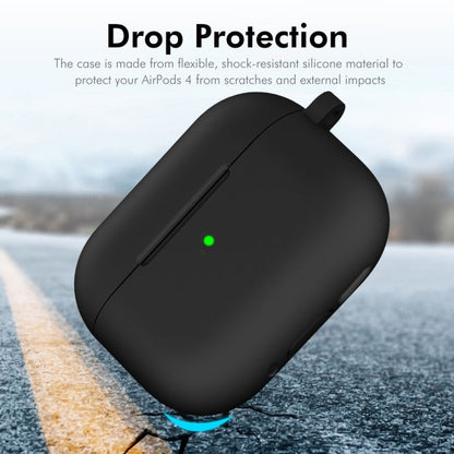 For Apple AirPods 4 2024 ENKAY Hat-Prince Thickened Silicone Case with Hook and Anti-lost Silicone Earbuds(Light Green)