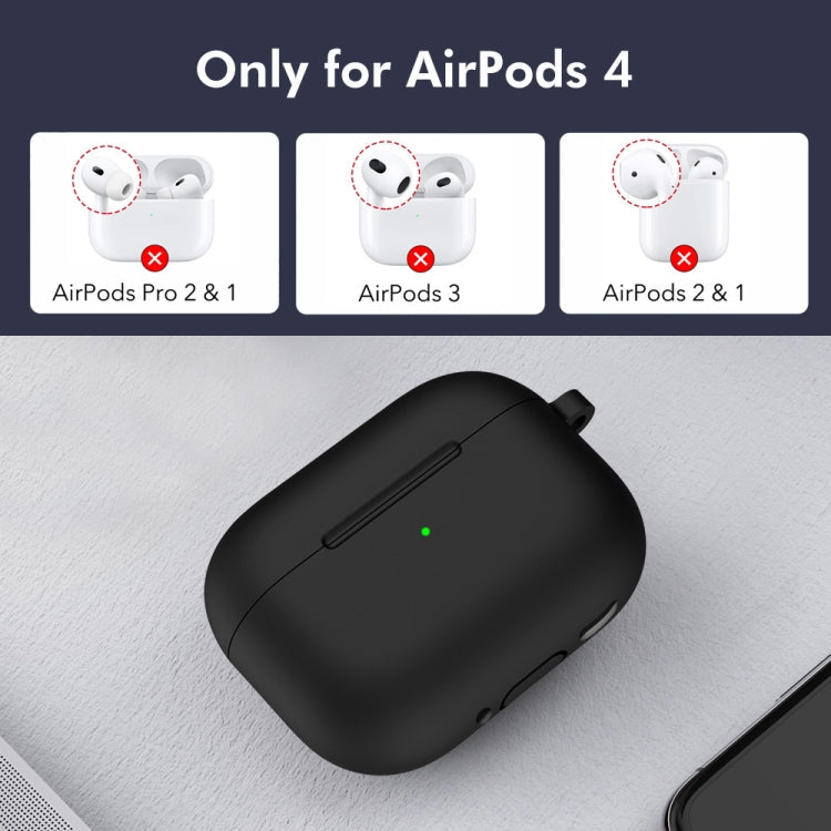 Pour Apple AirPods 4 2024 Coque en silicone épaissie ENKAY Hat-Prince avec crochet et embouts en silicone anti-perte (Vert menthe)