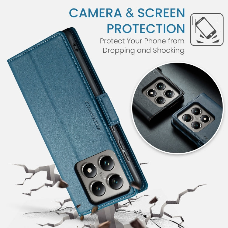For Xiaomi 14T CaseMe 023 Butterfly Buckle Litchi Texture RFID Anti-theft Leather Phone Case(Blue)