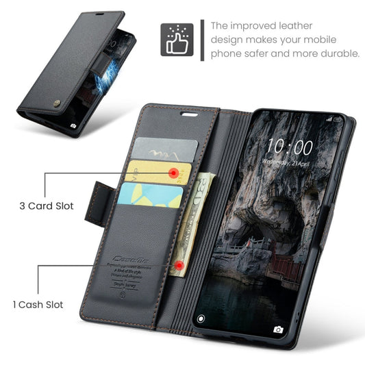 For Xiaomi 14T CaseMe 023 Butterfly Buckle Litchi Texture RFID Anti-theft Leather Phone Case(Black)