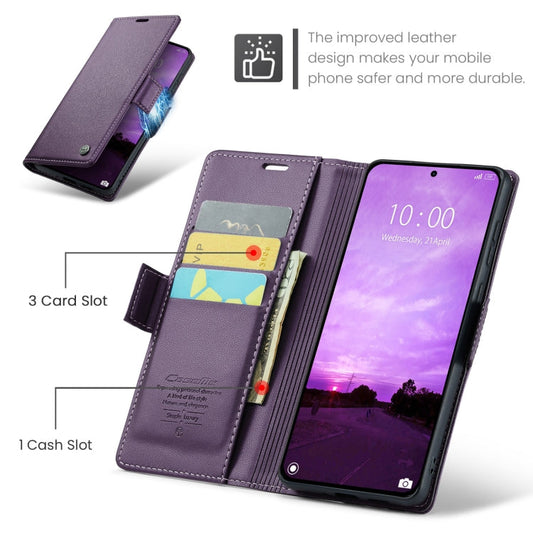 For Xiaomi 14T CaseMe 023 Butterfly Buckle Litchi Texture RFID Anti-theft Leather Phone Case(Purple)