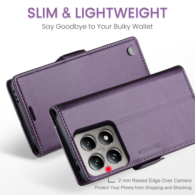 For Xiaomi 14T CaseMe 023 Butterfly Buckle Litchi Texture RFID Anti-theft Leather Phone Case(Purple)