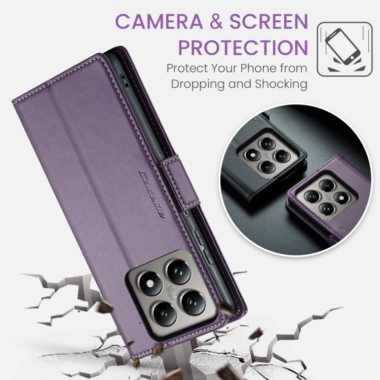 For Xiaomi 14T CaseMe 023 Butterfly Buckle Litchi Texture RFID Anti-theft Leather Phone Case(Purple)