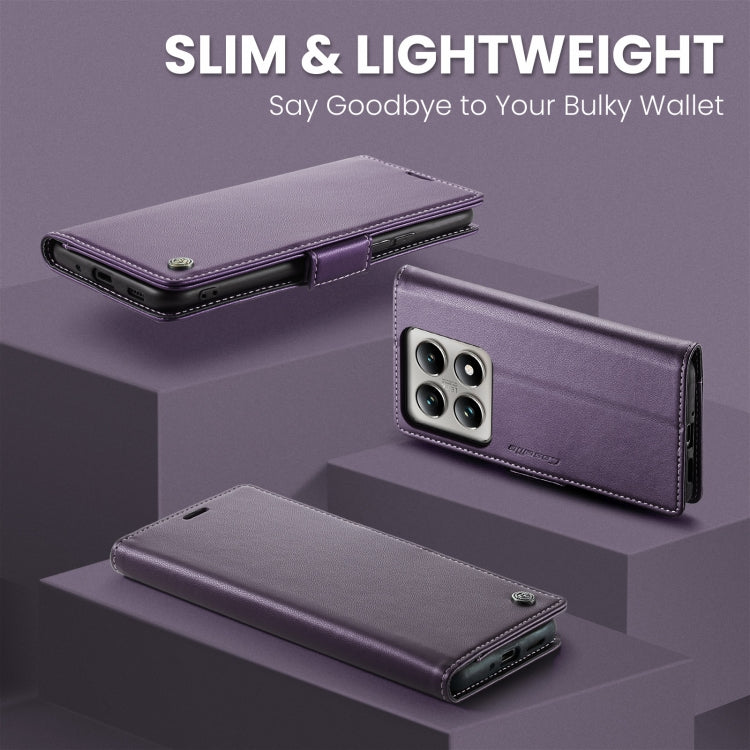 For Xiaomi 14T CaseMe 023 Butterfly Buckle Litchi Texture RFID Anti-theft Leather Phone Case(Purple)