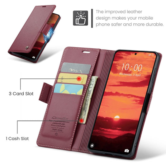 For Xiaomi 14T Pro CaseMe 023 Butterfly Buckle Litchi Texture RFID Anti-theft Leather Phone Case(Red)