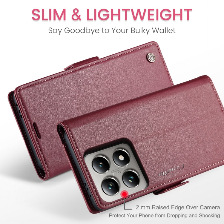 Pour Xiaomi 14T Pro Étui de téléphone en cuir anti-vol RFID texturé Litchi CaseMe 023 avec boucle papillon (rouge)