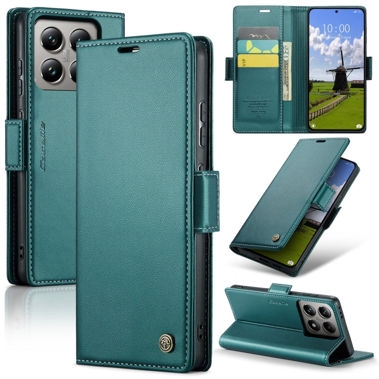 Pour Xiaomi 14T Pro Étui en Cuir Anti-RFID Anti-vol Texture Litchi avec Boucle Papillon CaseMe 023 (Vert)
