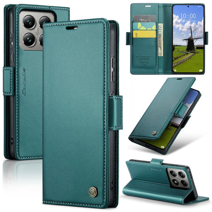 Pour Xiaomi 14T Pro Étui en Cuir Anti-RFID Anti-vol Texture Litchi avec Boucle Papillon CaseMe 023 (Vert)