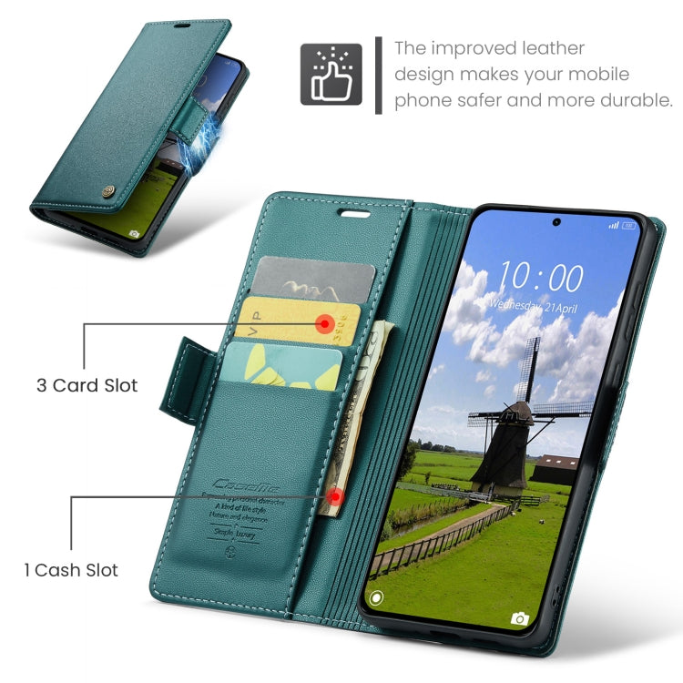 Pour Xiaomi 14T Pro Étui en Cuir Anti-RFID Anti-vol Texture Litchi avec Boucle Papillon CaseMe 023 (Vert)