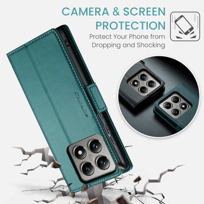 Pour Xiaomi 14T Pro Étui en Cuir Anti-RFID Anti-vol Texture Litchi avec Boucle Papillon CaseMe 023 (Vert)
