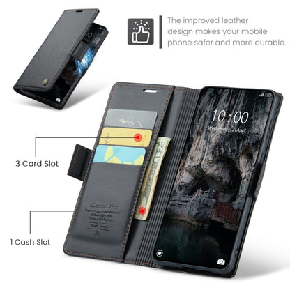 Pour Xiaomi 14T Pro Étui de téléphone en cuir anti-vol RFID CaseMe 023 avec boucle papillon et texture litchi (Noir)