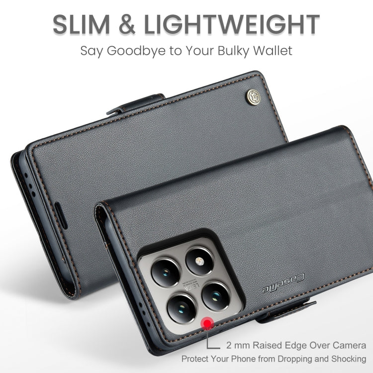 Pour Xiaomi 14T Pro Étui de téléphone en cuir anti-vol RFID CaseMe 023 avec boucle papillon et texture litchi (Noir)