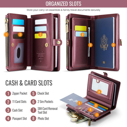 CaseMe-Me60 Multi-functional Anti-theft Swipe Passport Wallet(Red)