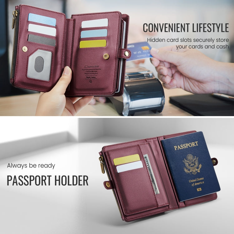 CaseMe-Me60 Multi-functional Anti-theft Swipe Passport Wallet(Red)