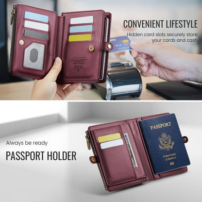 CaseMe-Me60 Multi-functional Anti-theft Swipe Passport Wallet(Red)