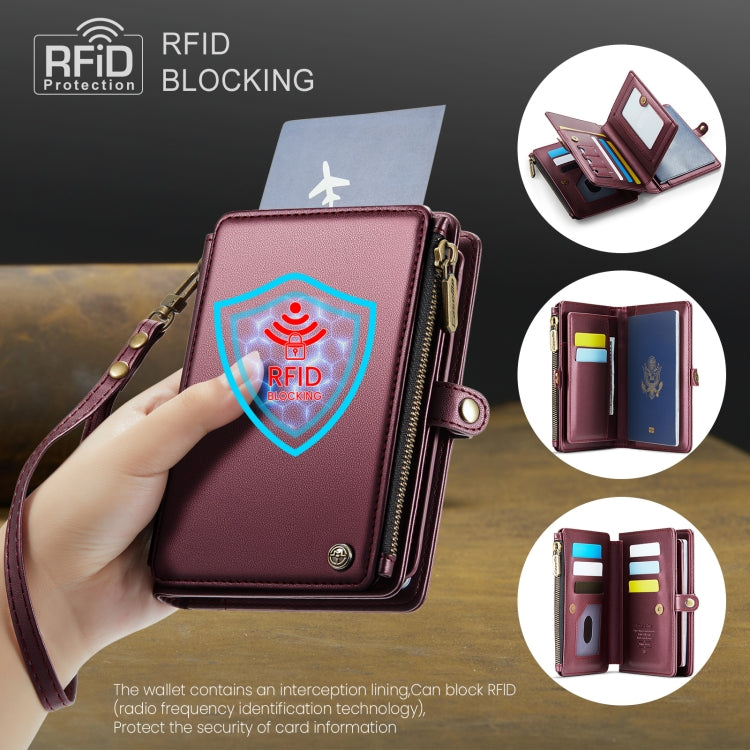 CaseMe-Me60 Multi-functional Anti-theft Swipe Passport Wallet(Red)