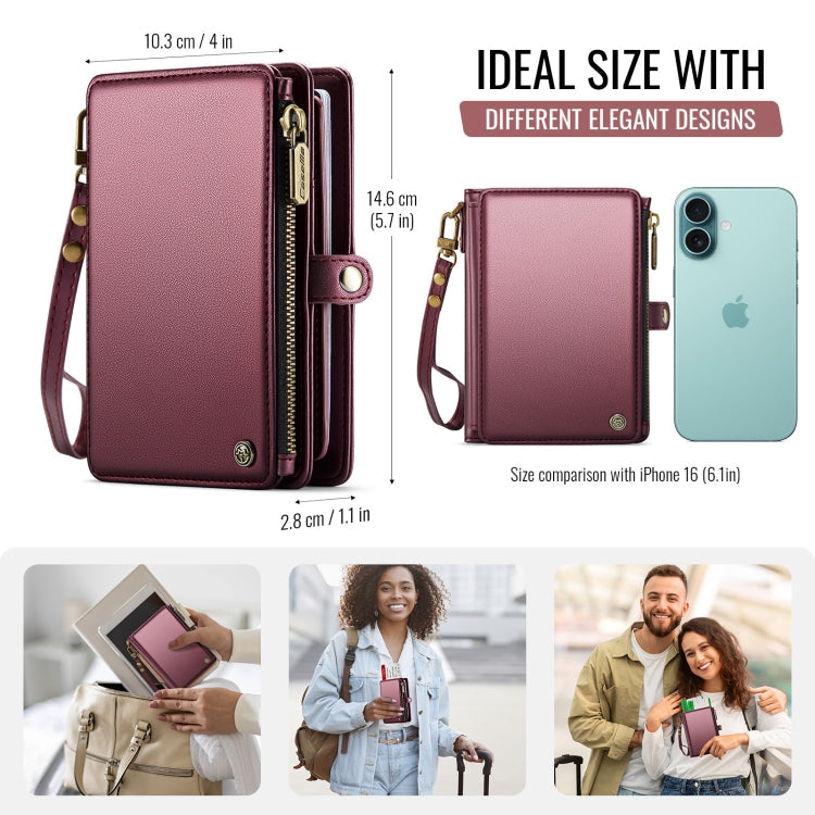 CaseMe-Me60 Multi-functional Anti-theft Swipe Passport Wallet(Red)