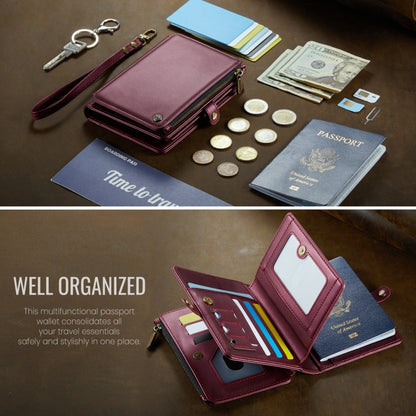 CaseMe-Me60 Multi-functional Anti-theft Swipe Passport Wallet(Red)