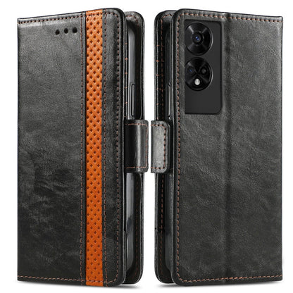 For TCL 50 5G CaseNeo Splicing Dual Magnetic Buckle Leather Phone Case(Black)