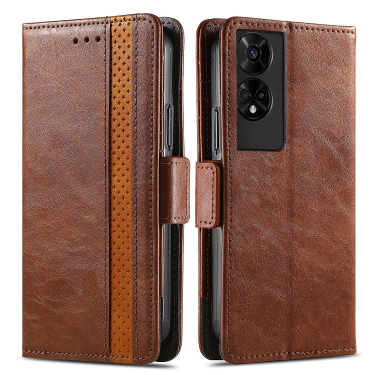 For TCL 50 5G CaseNeo Splicing Dual Magnetic Buckle Leather Phone Case(Brown)