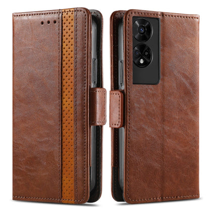 For TCL 50 5G CaseNeo Splicing Dual Magnetic Buckle Leather Phone Case(Brown)