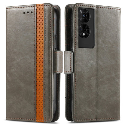 For TCL 50 5G CaseNeo Splicing Dual Magnetic Buckle Leather Phone Case(Gray)