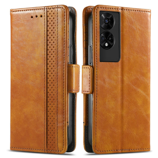 For TCL 50 5G CaseNeo Splicing Dual Magnetic Buckle Leather Phone Case(Khaki)