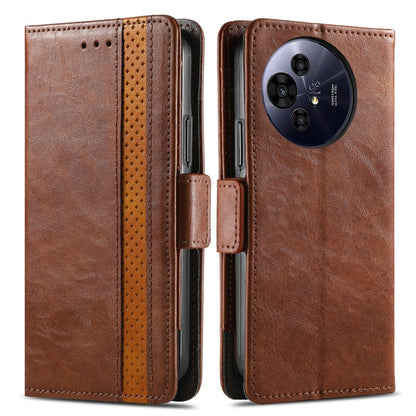 Pour TCL 50 Pro NxtPaper ÉtuiCoque en cuir avec double boucle magnétique et épissure CaseNeo (Marron)