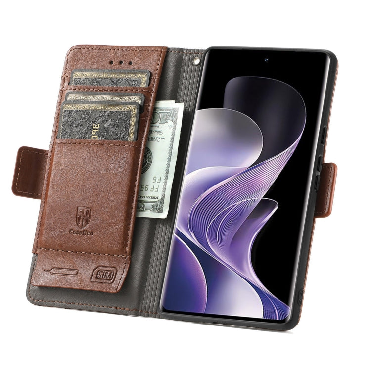 Pour TCL 50 Pro NxtPaper ÉtuiCoque en cuir avec double boucle magnétique et épissure CaseNeo (Marron)