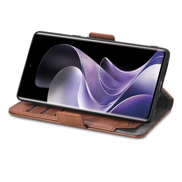 Pour TCL 50 Pro NxtPaper ÉtuiCoque en cuir avec double boucle magnétique et épissure CaseNeo (Marron)