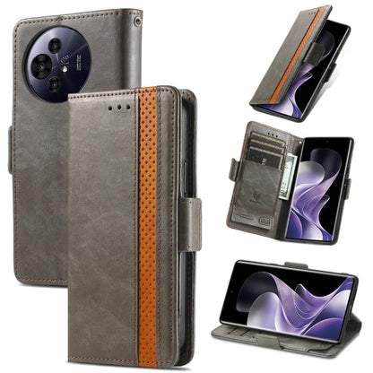 Pour TCL 50 Pro NxtPaper Étui Téléphone en Cuir avec Boucle Magnétique Double et Épissure CaseNeo (Gris)