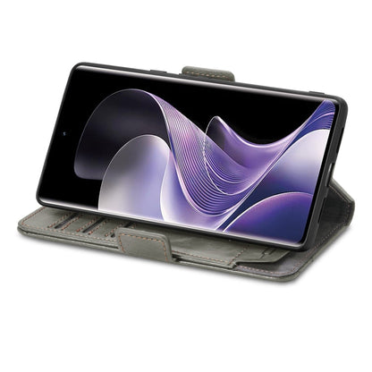 Pour TCL 50 Pro NxtPaper Étui Téléphone en Cuir avec Boucle Magnétique Double et Épissure CaseNeo (Gris)