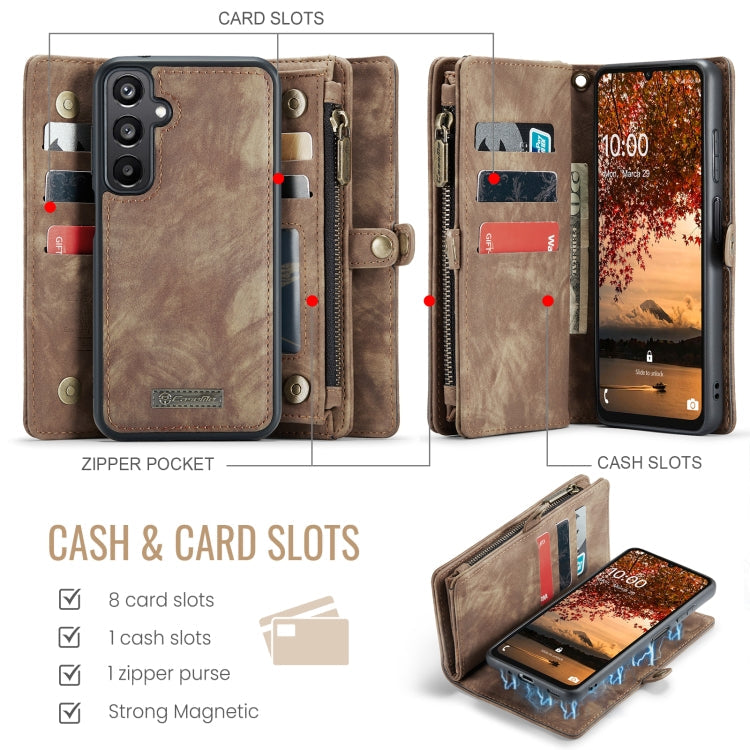 Pour étui de téléphone en cuir multifonctionnel détachable CaseMe 008 pour Samsung Galaxy A16 5G (marron)