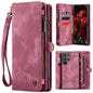 Pour Samsung Galaxy S25 Ultra 5G Coque de téléphone en cuir multifonctionnelle détachable CaseMe 008 (Rouge Vin)