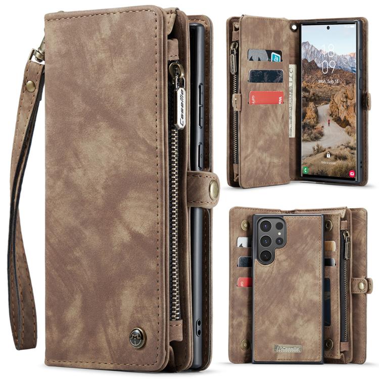 Pour Samsung Galaxy S25 Ultra 5G Coque Téléphone en Cuir Détachable Multifonctionnelle CaseMe 008 (Marron)