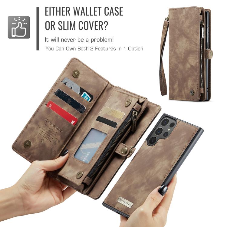 Pour Samsung Galaxy S25 Ultra 5G Coque Téléphone en Cuir Détachable Multifonctionnelle CaseMe 008 (Marron)