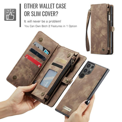 Pour Samsung Galaxy S25 Ultra 5G Coque Téléphone en Cuir Détachable Multifonctionnelle CaseMe 008 (Marron)