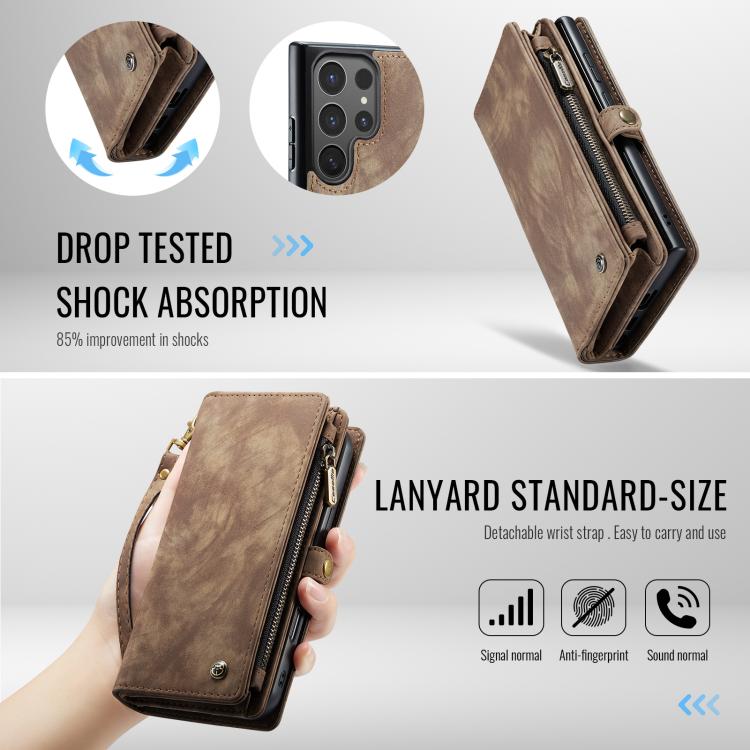 Pour Samsung Galaxy S25 Ultra 5G Coque Téléphone en Cuir Détachable Multifonctionnelle CaseMe 008 (Marron)