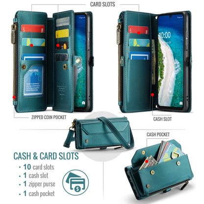 Pour Samsung Galaxy A16 5G Étui de téléphone en cuir avec fentes pour cartes et fermeture éclair anti-vol RFID CaseMe C36 (Bleu)
