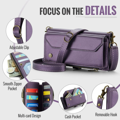 For Samsung Galaxy A16 5G CaseMe C36 Card Slots Zipper Wallet RFID Anti-theft Leather Phone Case(Purple)