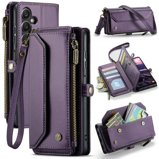 For Samsung Galaxy A16 5G CaseMe C36 Card Slots Zipper Wallet RFID Anti-theft Leather Phone Case(Purple)