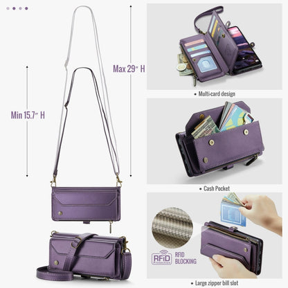 For Samsung Galaxy A16 5G CaseMe C36 Card Slots Zipper Wallet RFID Anti-theft Leather Phone Case(Purple)
