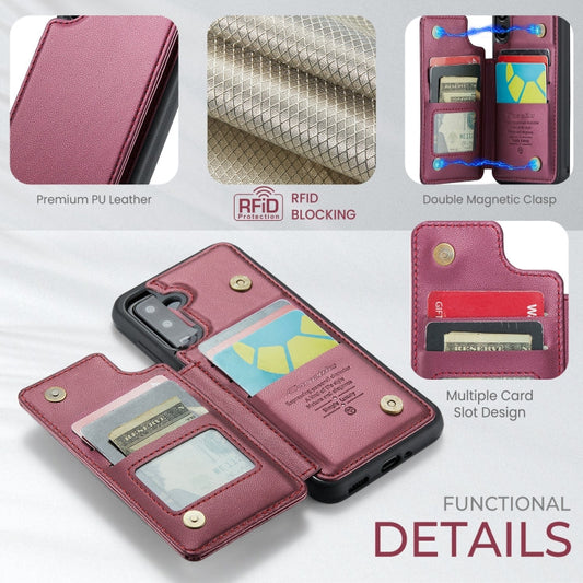 Pour Samsung Galaxy A16 5G Étui de téléphone anti-vol RFID CaseMe C22 avec porte-cartes (Rouge)